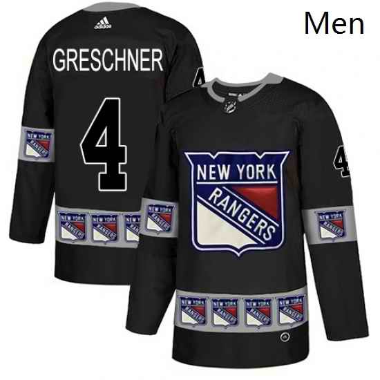 Mens Adidas New York Rangers 4 Ron Greschner Authentic Black Team Logo Fashion NHL Jersey